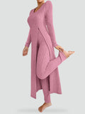 Damesloungewear-set met lange mouwen en een geribde structuur