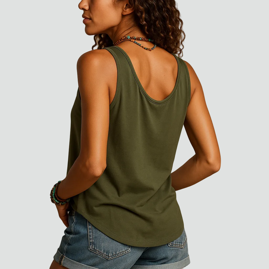 Lightweight sleeveless women's top with buttons and pocket