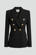 Élégante veste blazer pour femme croisée à double boutonnage avec boutons dorés