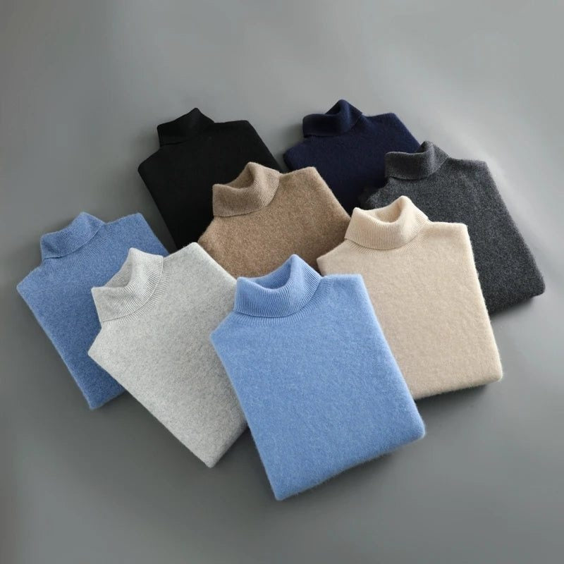 Merino Wool Ribbed Knit Turtleneck Sweater for Women - View 9