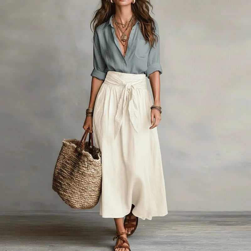 Clementine | Button-Down Midi Skirt Set for Women