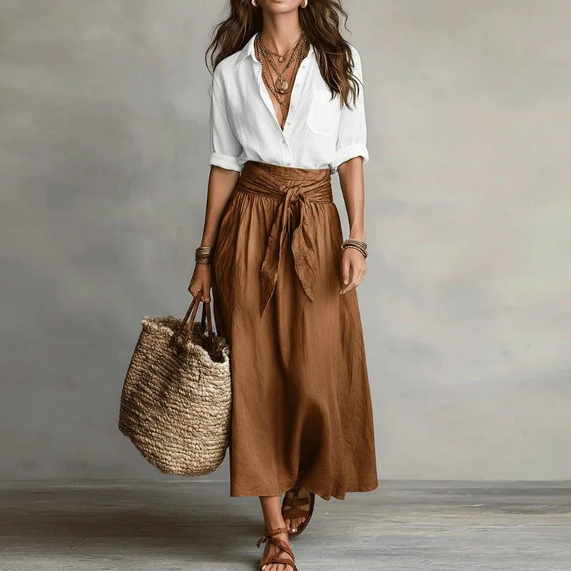Clementine | Button-Down Midi Skirt Set for Women