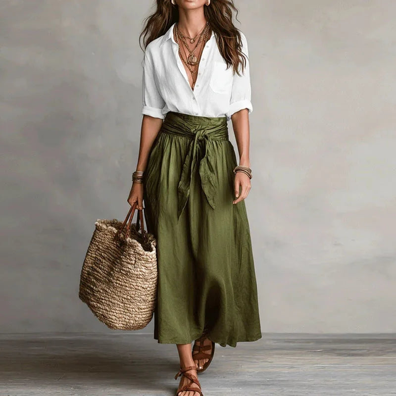 Clementine | Button-Down Midi Skirt Set for Women