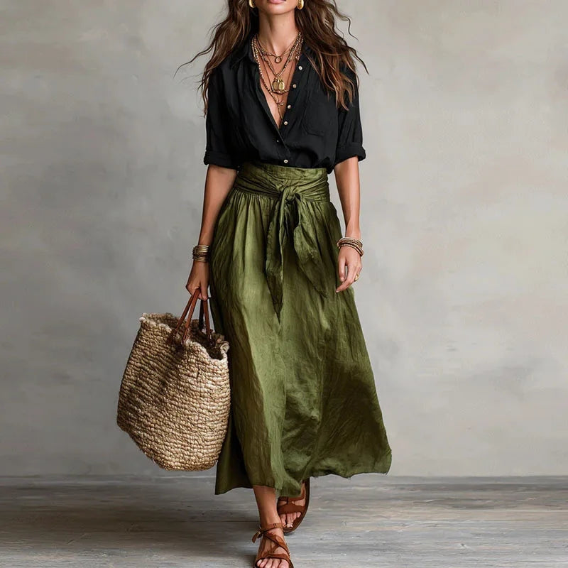 Clementine | Button-Down Midi Skirt Set for Women