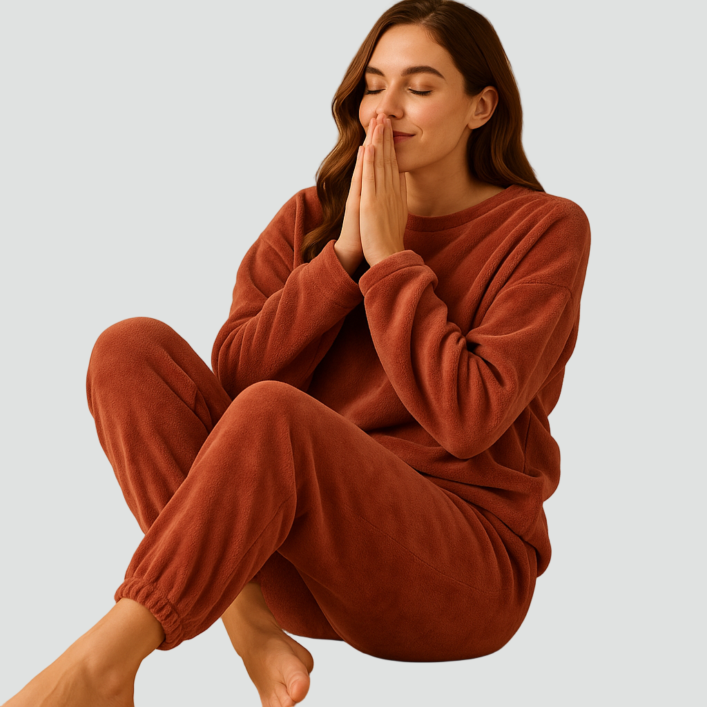 Pluszowy damski komplet piżamowy homewear z bluzą i joggerami