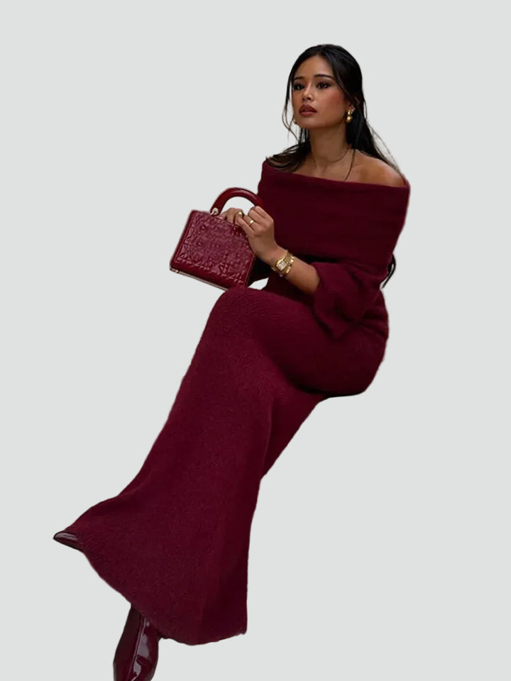 Sukienka maxi gala damska hiszpanka z długim rękawem dopasowana