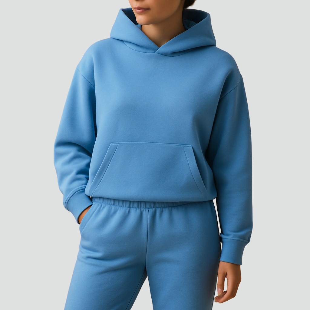 Dresowy damski komplet oversize z bluzą z kapturem i joggerami