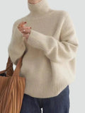 Pull oversize pour femme à col roulé et coupe ample