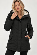 Parka chaude pour femme avec capuche et doublure en fausse fourrure, pour l’hiver