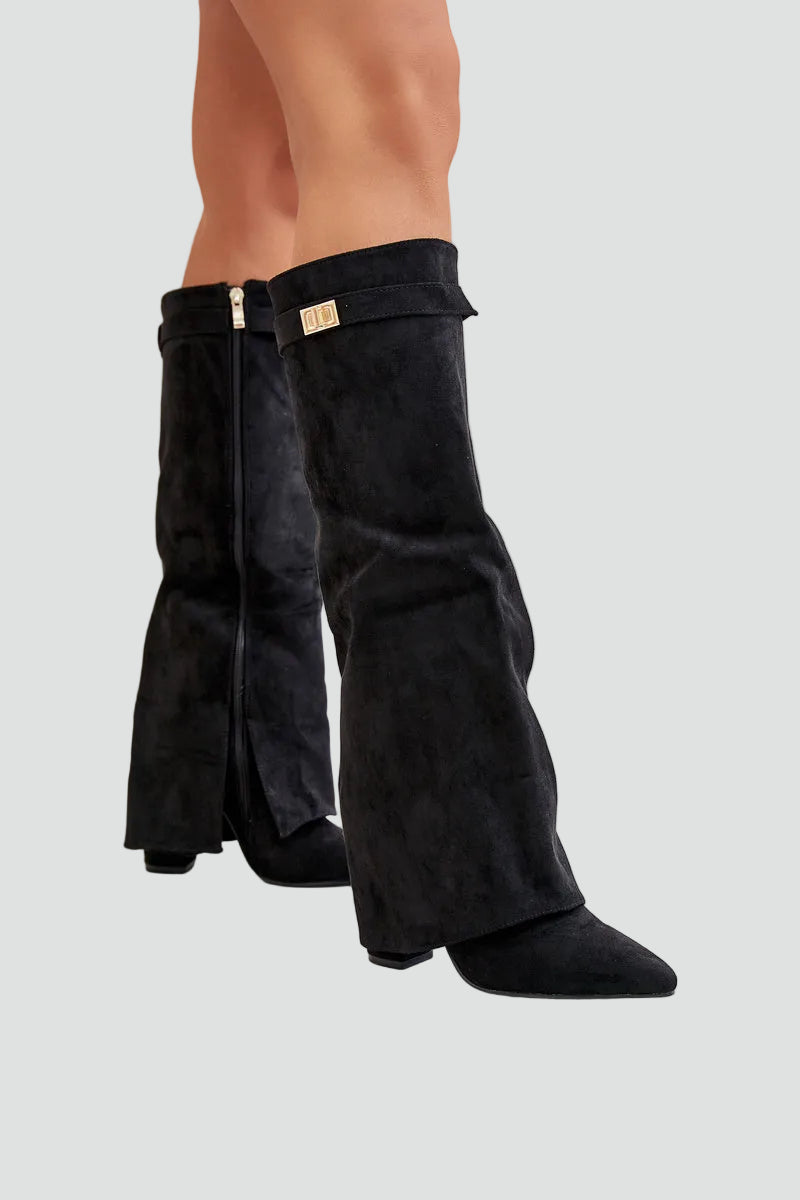 Eleganckie kozaki damskie do kolana na obcasie