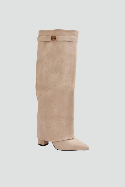 Eleganckie kozaki damskie do kolana na obcasie