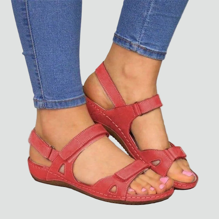 Velcro sandals with a comfortable design and open heel
