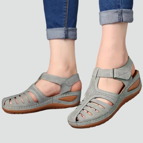 Orthopedic women's summer sandals comfortable with Velcro fastening