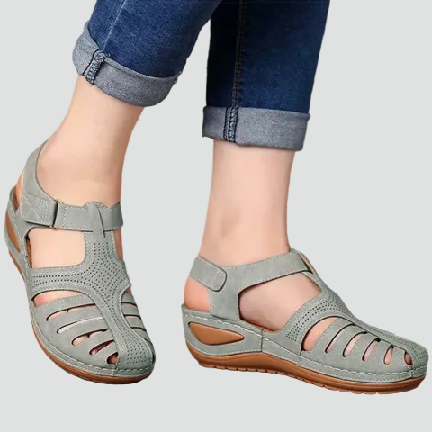 Orthopedic women's summer sandals comfortable with Velcro fastening