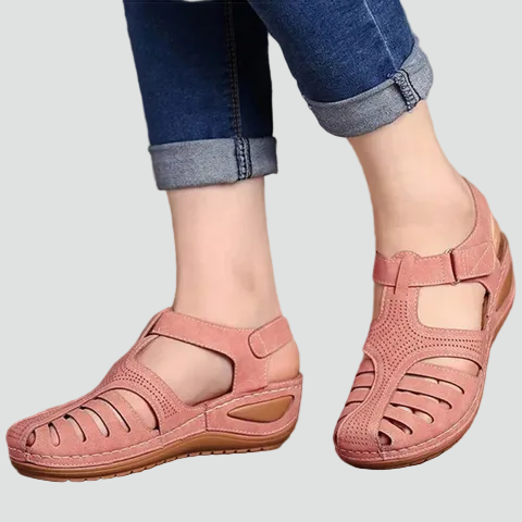 Orthopedic women's summer sandals comfortable with Velcro fastening