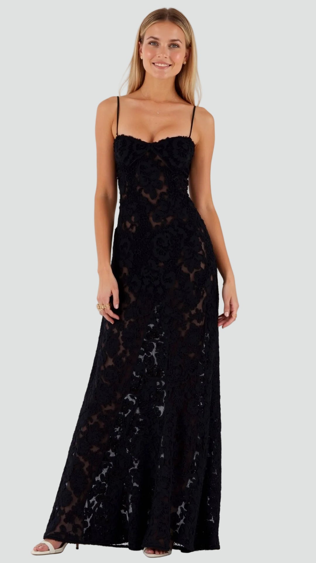 Elegancka sukienka maxi damska na ramiączkach cocktail dress