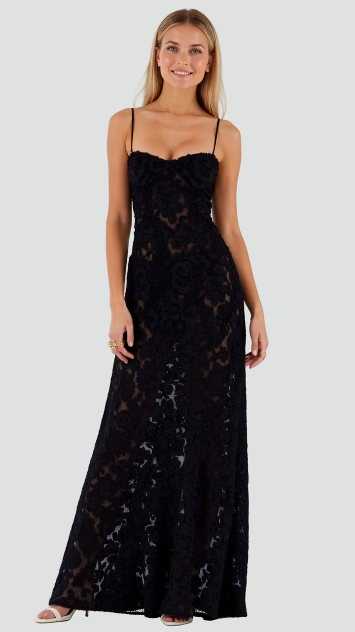 Elegancka sukienka maxi damska na ramiączkach cocktail dress