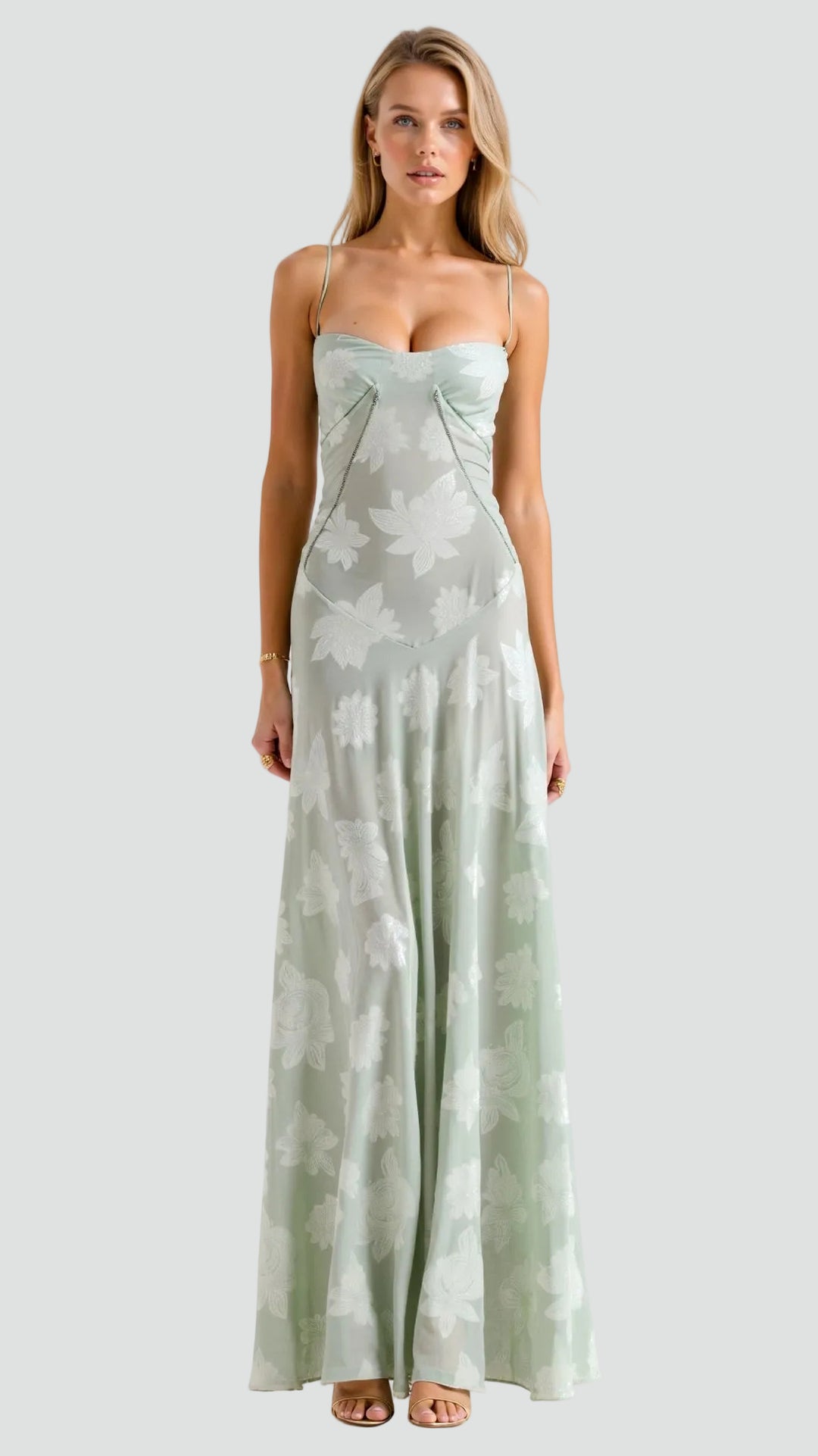 Elegancka sukienka maxi damska na ramiączkach cocktail dress