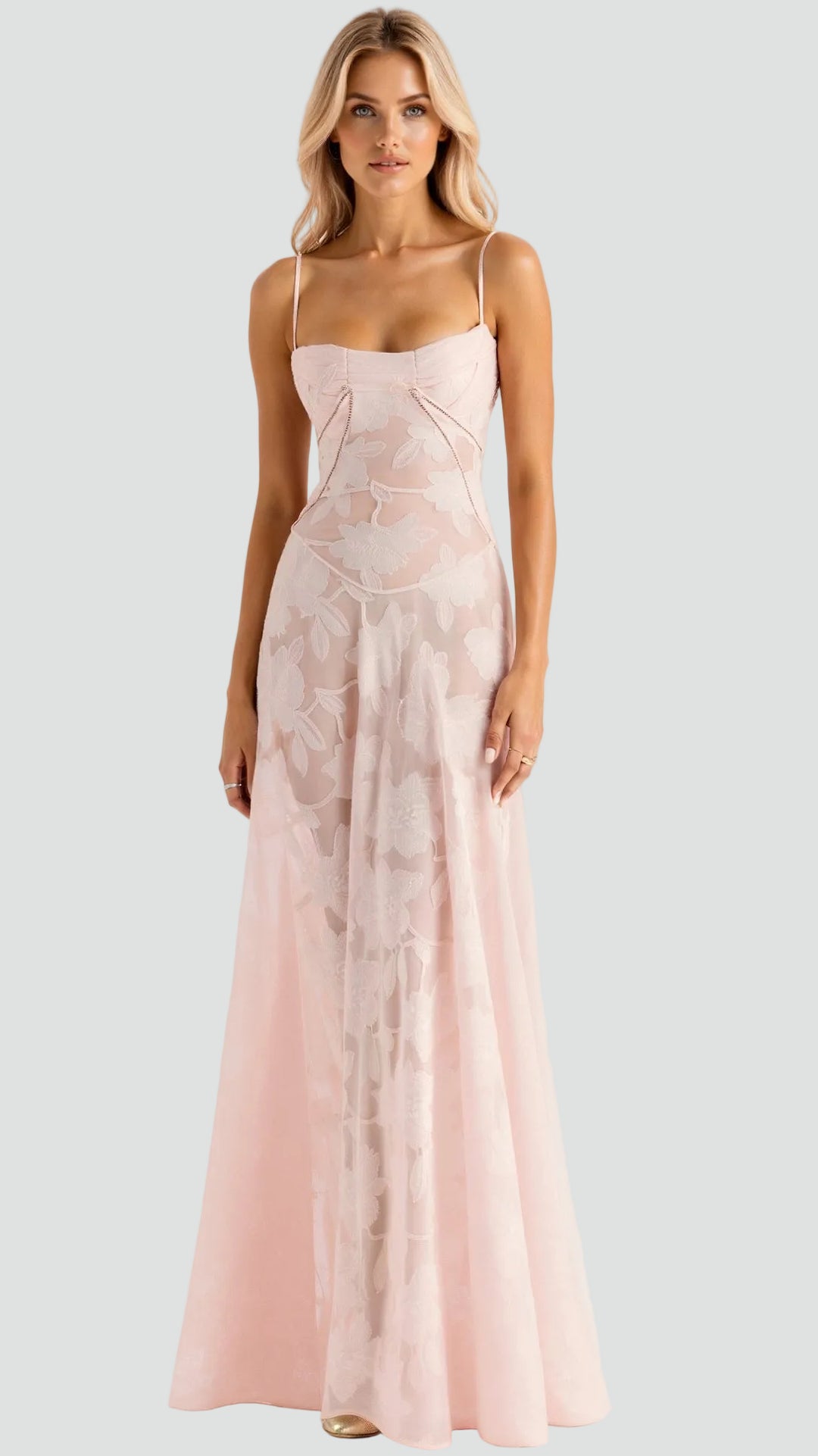 Elegancka sukienka maxi damska na ramiączkach cocktail dress