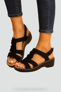 Women's wedge sandals with a floral accent for an elegant look