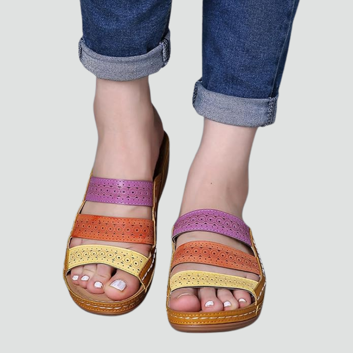 Sandales orthopédiques colorées pour femmes, confortables, estivales, à enfiler