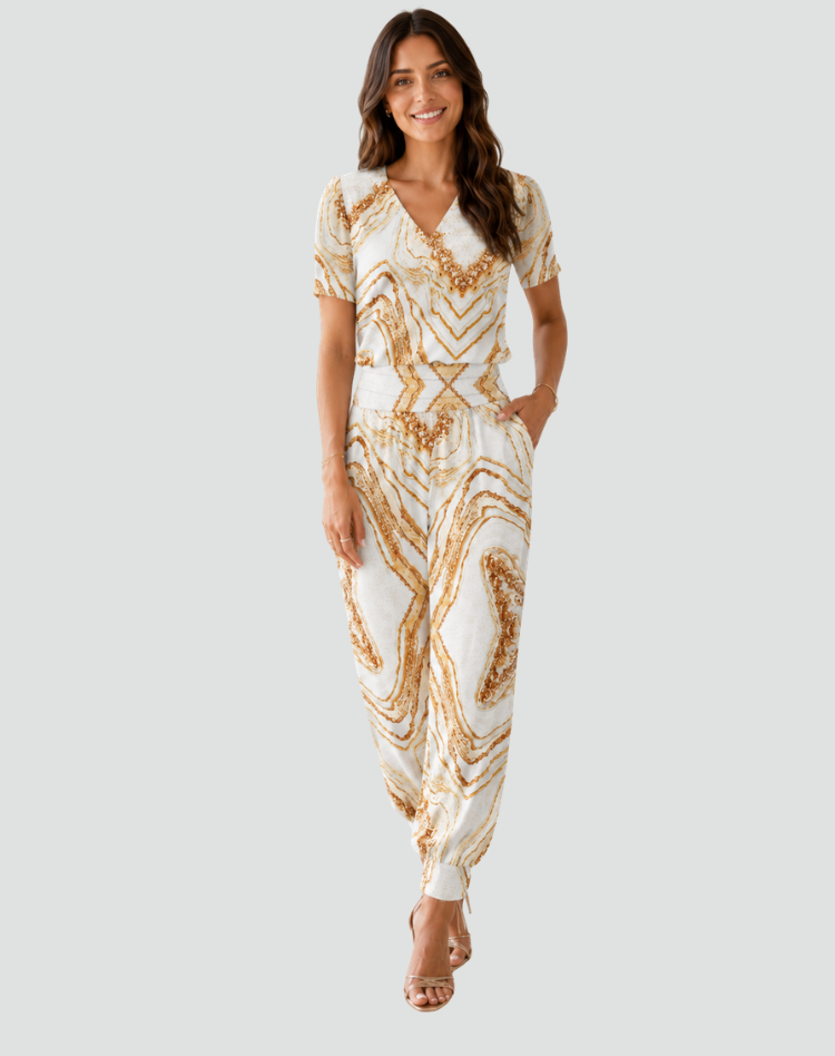 Elegante lichte set met blouse en broek voor dames