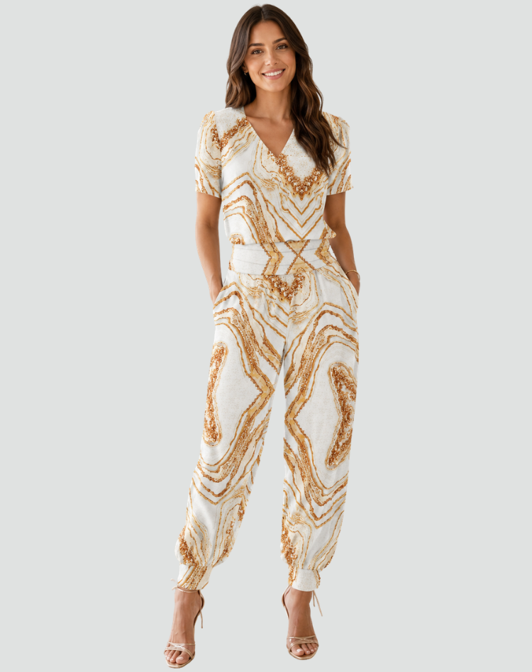 Elegante lichte set met blouse en broek voor dames