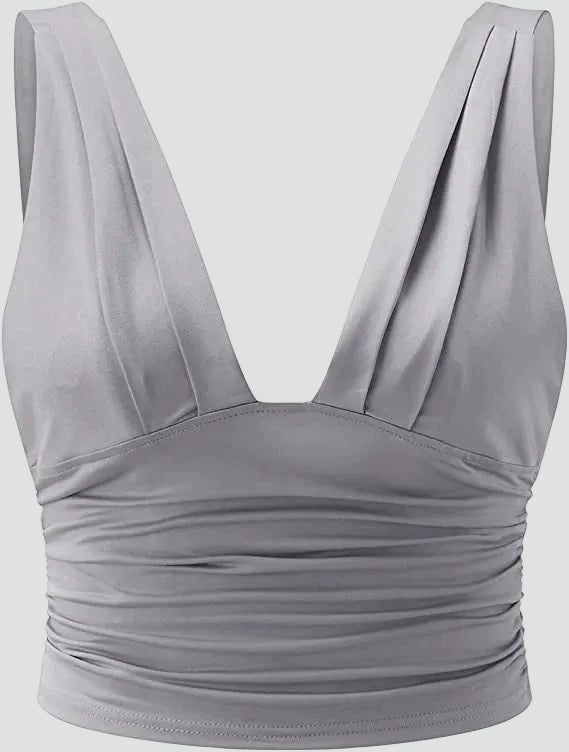 Women's Top Elegant Bodysuit Deep V-Neck Ruched Formal