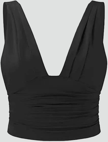 Women's Top Elegant Bodysuit Deep V-Neck Ruched Formal