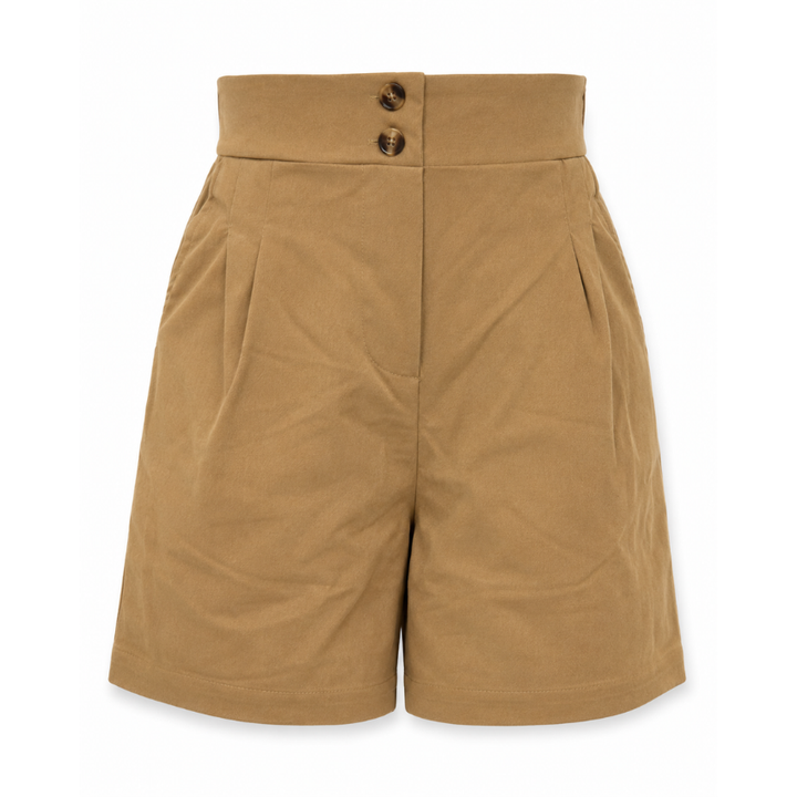 Elegant high-waisted bermuda shorts with wide legs