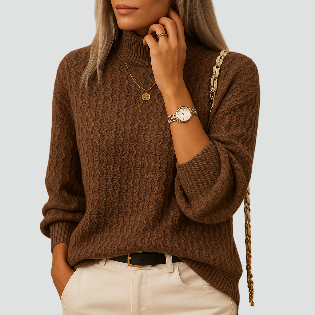 Stylowy i miękki golf z prążkowanym wzorem