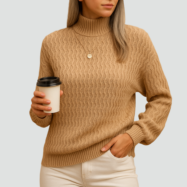 Stylowy i miękki golf z prążkowanym wzorem