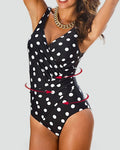 Maillot de bain femme avec décolleté croisé et fronces imprimées