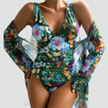 Maillot de bain pour femme à motif floral et manches longues pour l’été