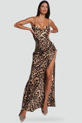 Women's dress with leopard print and slit like in Amelie