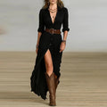Maxi shirt dress with a belt and front buttons