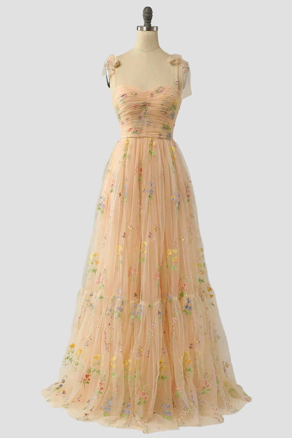 Sukienka Damska Tiulowa Haft Kwiaty Balowa Maxi Wizytowa Druhna