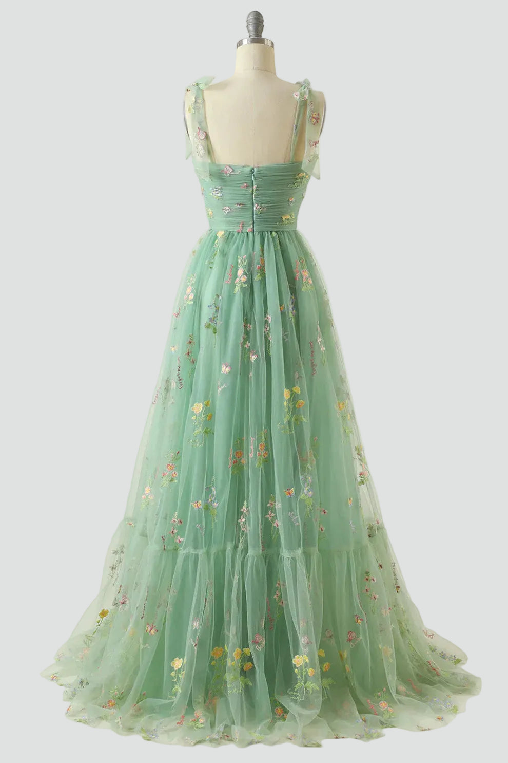 Sukienka Damska Tiulowa Haft Kwiaty Balowa Maxi Wizytowa Druhna