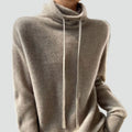 Pull pour femme à col roulé et cordon de serrage réglable