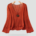 Women’s Sweater with a Breathable Pattern and V-Neckline