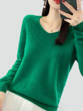 Women’s Loose-Fit Sweater with a V-Neckline