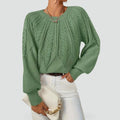 Pull en maille torsadée à col rond pour femmes