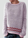 Sweater with stripes and a zigzag pattern in a pullover style