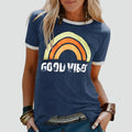 T-shirt Damski z Radosnym Wzorem i Krótkim Rękawem