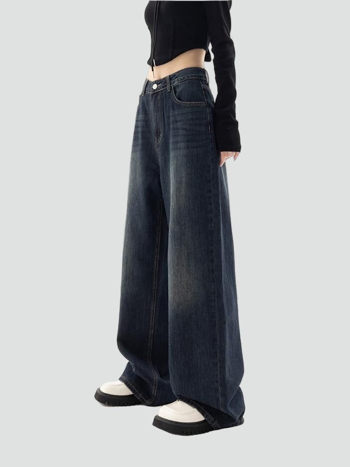 Jeansy wide leg baggy damskie vintage w stylu lat 90