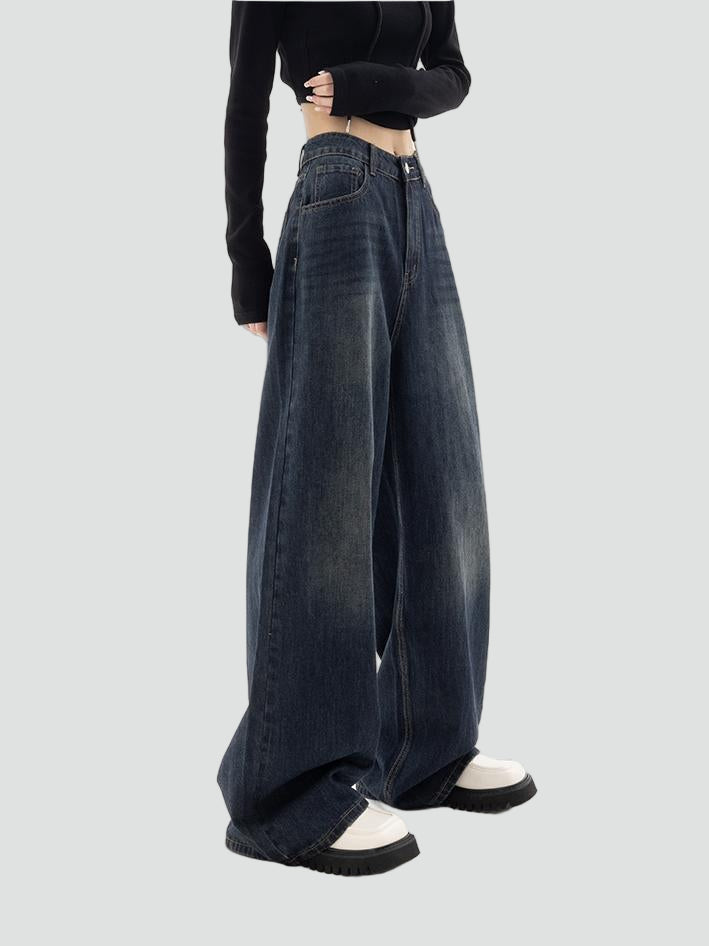 Jeansy wide leg baggy damskie vintage w stylu lat 90