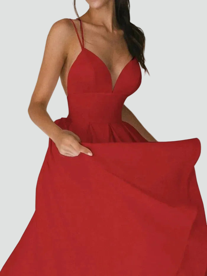 Flared midi cocktail dress with sweetheart neckline for weddings