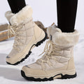 Women's winter snow boots with a fur collar and thick sole